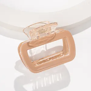 Minimalistische matte nude quadratische Haarklammer mit Goldfeder für Damenfrisuren