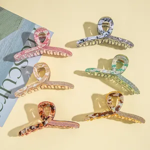 Large Acrylic Hair Claw Clip For Women Marble Pattern Glitter Non-Slip Shark Hair Clip For Thick Hair Styling Accessories