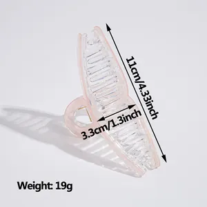 Pink transparent acrylic hair claw clip with dimensions 11cm length and 19g weight