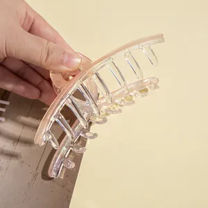 Elegant champagne transparent acrylic shark hair claw clip for women stylish hair accessory