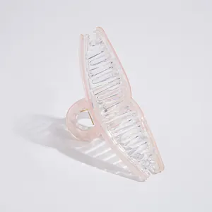 Large transparent pink butterfly hair claw clip with stylish matte finish for women