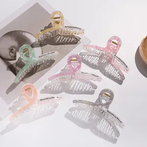 Grande Molla per Capelli in Acrilico Cangiante Fermaglio a Squalo Oversize Stile Francese Accessori per Capelli Donna