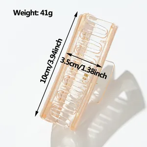 Orange plaid hair claw clip in 10cm size, 41g lightweight acrylic fashion hair accessory