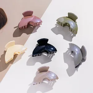 Pince à Cheveux Crabe à Paillettes Style Coréen Forme d'Éventail en Acrylique Pour Femmes Filles Accessoires de Coiffure
