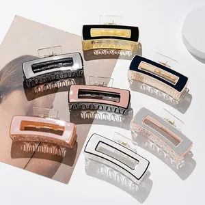 Große Rechteckige Celluloseacetat Haarkralle Für Damen Minimalistisch Geometrische Hohl Haarklammer Schicke Haarschmuck