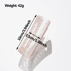 Rechteckige Haarspange aus Acetat mit rosa Design und Wellenmuster, 10 cm Länge