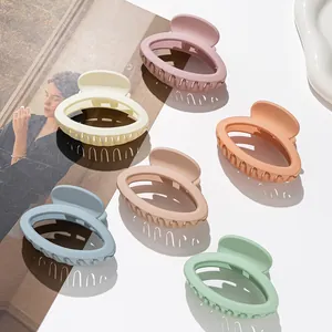 Matte Frosted Oval Hair Claw Clip Macaron Geometric Acrylic Hairpins For Women Elegant Daily Hair Accessories Headwear