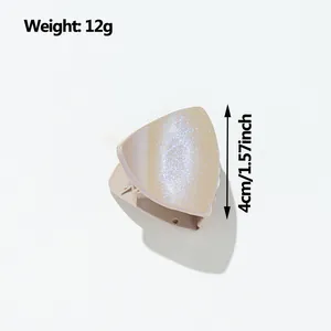 Glittery beige cat ear hair claw clip for girls, 4cm high-quality resin shark clip