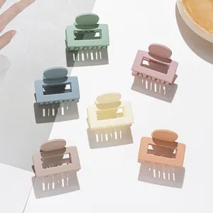 Pince à Cheveux Carrée Minimaliste en Acrylique Mat Pour Femmes Filles Creuse Géométrique Pince Requin Accessoires de Coiffure