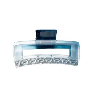 Gradient blue rectangular hair claw clip for thick hair, large matte shark jaw hair clip
