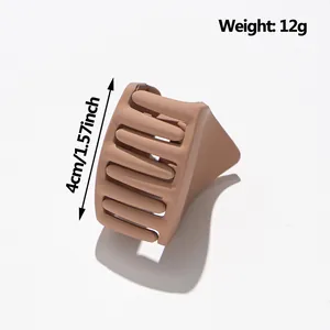 Cute matte cat ear hair claw clip in beige, small 4cm shark clip for women and kids
