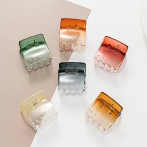 Minimalist Square Hair Claw Clip Gradient Transparent Acrylic Plastic Shark Hairpin Headwear For Women Styling Accessory