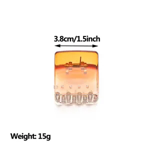 3.8cm gradient orange resin claw clip for half-up hair with transparent candy finish