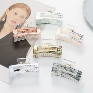 New Chinese Style Acrylic Hair Claw Clip Square Marble Ink Wash Pattern Calligraphy Decorative Hair Catch For Women Hair Accessories