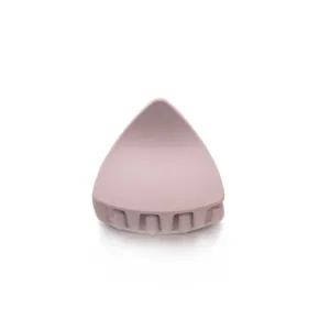 Macro detail of Morandi pink matte cat ear hair claw clip with durable grip teeth