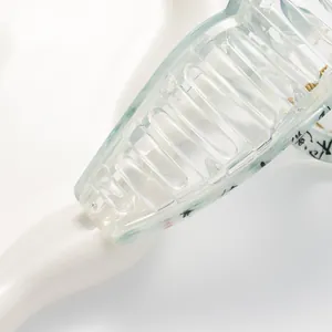 Modern 13cm transparent large shark hair claw clip with black Chinese calligraphy design
