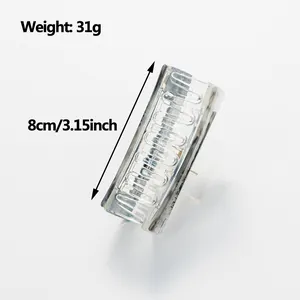 Translucent grey hair claw clip in minimalist square style for women, 8cm length