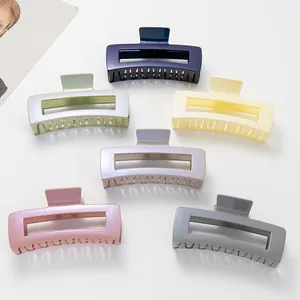 Large Rectangle Hollow Hair Claw Clip Pearlescent Matte Shark Clip For Women Thick Hair Non-Slip Styling Accessory