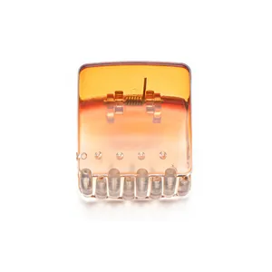 Translucent amber hair claw clip with square design and durable metal spring