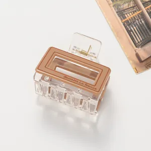 Détail de la pince à cheveux rectangulaire en acrylique avec lettrage Barrette La France et ressort