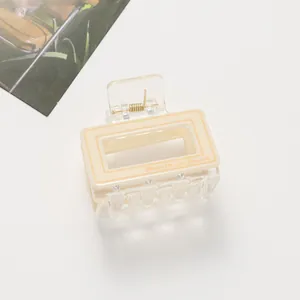 Détail de la pince à cheveux transparente crème avec ressort doré Barrette La France