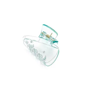 Pince à cheveux shark translucide couleur bonbon turquoise avec ressort doré