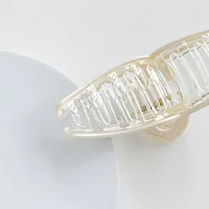 Detail of a large 13cm transparent shark hair claw clip with a strong metal spring