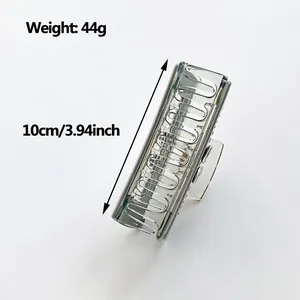 Pince à cheveux élégante en métal argenté avec strass et design minimaliste de 10cm