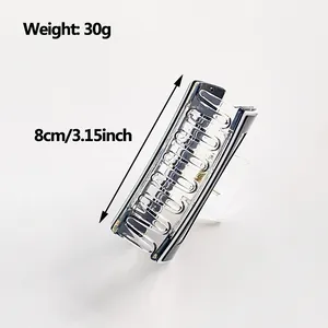 Minimalist square hair claw clip in transparent acrylic with black trim and logo detail