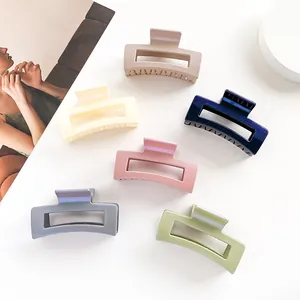 Pince à Cheveux Rectangulaire Géométrique pour Femmes Élégante Mate Brillante Pince à Requin Accessoire de Coiffure Style Français