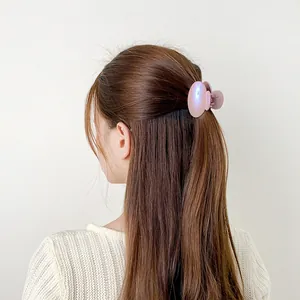 Pince à cheveux ovale lavande pailletée pour coiffure élégante demi-attachée sur femme