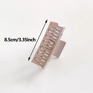 Pince à cheveux rectangulaire en métal doré champagne de 8,5 cm pour femmes élégante