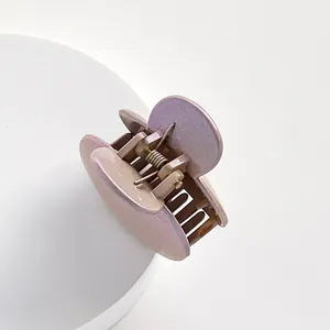 Détail d'une mini pince à cheveux aux reflets nacrés violets et champagne brillants