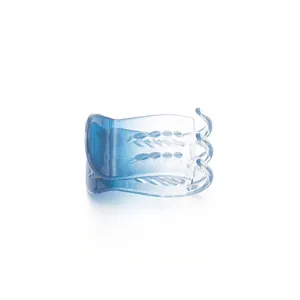 Gradient blue hair claw clip with transparent finish for high ponytail hairstyles