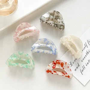 Cute Acetate Marble Texture Hair Claw Clip For Women Kids Semicircle Hair Clip Everyday Fashion Hair Accessories Styling Tools