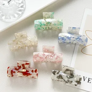 Pinza per Capelli Quadrata in Acetato con Texture Marmo Minimalista per Donna Ragazza Stile Coreano Piccola Pinza a Squalo