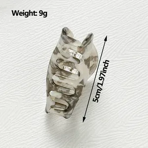 5cm marble pattern acetate hair claw clip for kids, lightweight 9g semicircular hair clamp