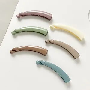 Minimalist Glossy Plastic Banana Clip Non-Slip Ponytail Holder Vertical Hair Accessory For Women Daily Hair Styling Tool
