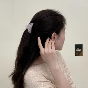Schmetterling-Haarklammer aus Acetat mit Blumenmuster für Damen-Frisuren, Violett Textur
