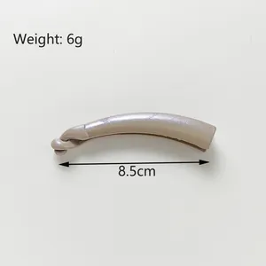 Minimalist beige glitter banana hair clip with pearlescent finish, 8.5cm length and 6g weight