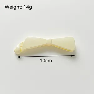 Grande pince à cheveux banane jaune pâle avec nœud pailleté, accessoire élégant de 10cm pour cheveux