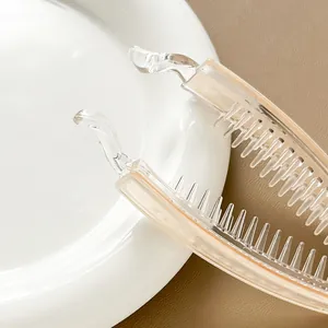 Champagne banana hair clip with dense teeth and translucent resin finish for women