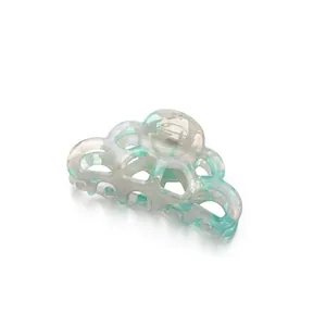 Cute acetate shark hair claw clip with mint green marbled pattern for women and kids