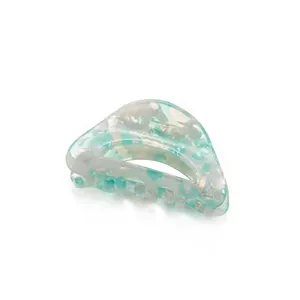 Eco-friendly acetate hair claw clip with mint green and white marble pattern for children