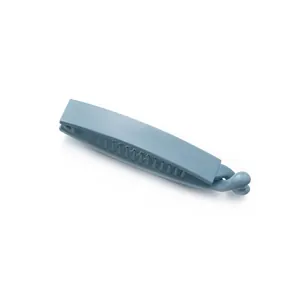 Matte grey-blue banana clip with inner teeth for thick hair, secure ponytail fastener