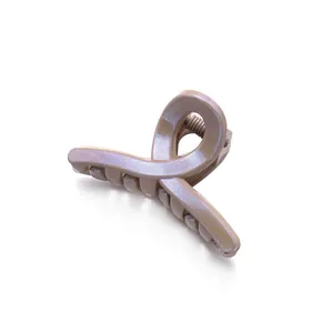 Pince à cheveux café clair avec paillettes irisées et ressort métallique robuste