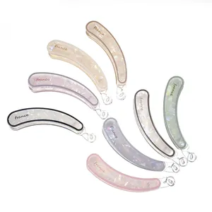 Pack de 7 pinzas banana para el pelo con textura de mármol y letras France