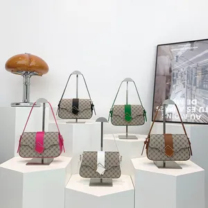 Retro Monogramm Umhängetasche Für Damen PU Leder Mode Quadratische Schnalle Schulter Achseltasche Elegant Schick Täglich