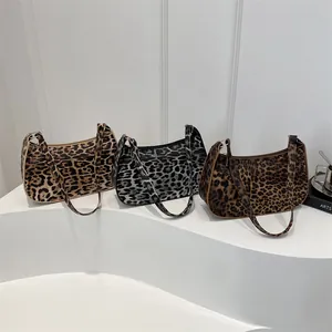 Vintage Τσάντα Μασχάλης με Leopard Print για Γυναίκες Retro Hobo Τσάντα Ώμου Casual Chic Συνθετικό Δέρμα Τσάντα με Φερμουάρ Δώρο
