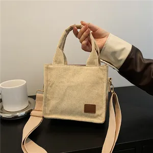 Minimalistische Cord Mini Tote Bag Für Damen Retro Quadratische Umhängetasche Handtasche Mit Verstellbarem Riemen Alltagstasche